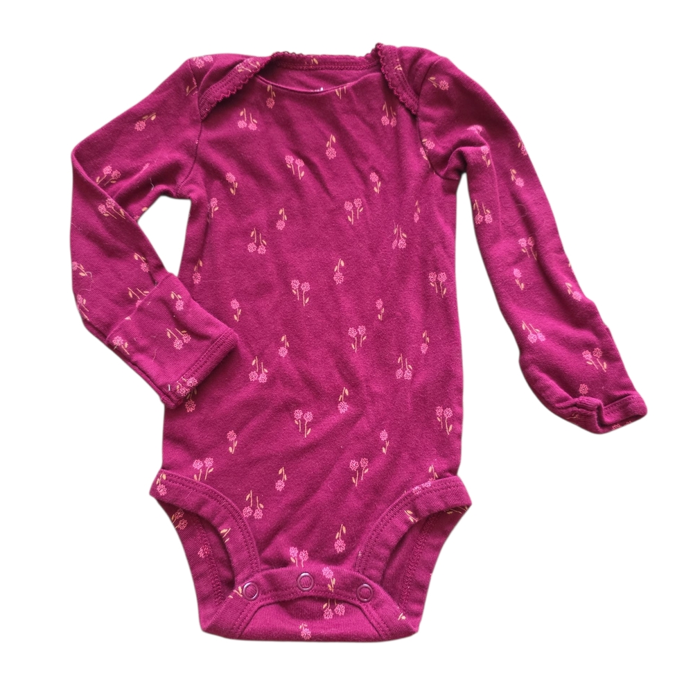 Carter's Baby Long Sleeve Bodysuit Set Of 4 Pink Floral Size 3months Euc - Picture 2 of 6